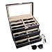 AUTOARK Carbon Fiber Leather 18 Piece Eyeglasses Storage and Sunglass Glasses Display Drawer Lockable Case Organizer,Black,AW-057