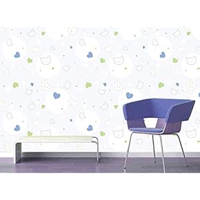 Large Wall Mural - Seamless Cat and Heart Pattern | Self-Adhesive Vinyl Wallpaper/Removable Modern Decorating Wall Art - 66" x 96"