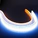 Flexible Led Light Strip 2 Pcs 24 Inch Dual Color LED Headlight Surface Strip Tube Light White & Amber Daytime Running Light Waterproof Switchback Sequential Lamp Turn Signal Light