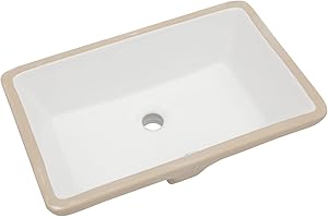 Sarlai Undermount Rectangular Vessel Sink - 21 x 13 inch Modern White Ceramic, Vanity Sink Art Basin with Overflow, Interior Bowl Size 18.9"x11.8"x4.75"