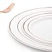 YIROCK GenericABCDEFG 100 Pieces Rose Gold Plastic Plates,HabiLife White Party Plates, Disposable Plastic Plates 50 Dinner Plates 10.2 inch and 50 Salad/Dessert Plates 7.5inch