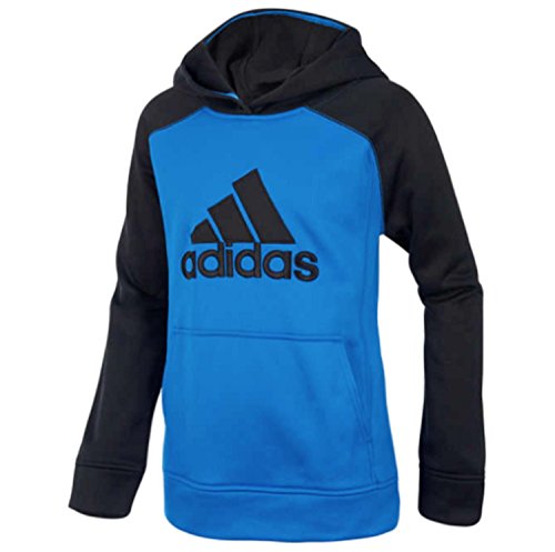 adidas Big Boys Youth Ultimate Fleece Pull Over Hoodie, Black & Blue, Large