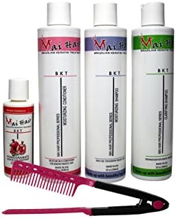Brazilian Keratin Hair Treatment Complex Kit with Argan Oil Improved Formula/Pomegranate & Argan Oil Fragrance Keratin, Sulfate Free/Professional Kit / 4oz-118ml and 10oz-300ml /Hair comb bonus/