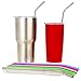 Kitchen Up Straws Set Extra Long, Regular Size Reusable Drinking Natural Bent Straw: 6 Silicone + 4 Stainless Steel Best 18/10 + 3 Brushes + 1 Travel Pouch