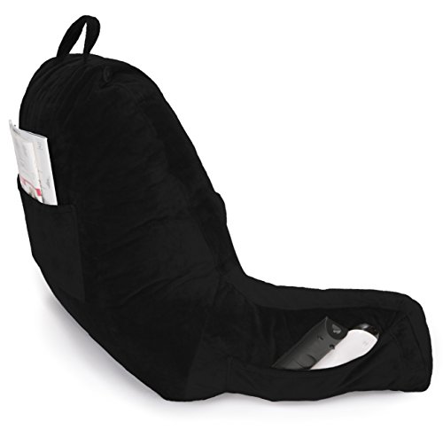 Husband Pillow Black COVER ONLY - For the Bedrest Cover Set - Support Bed Backrest Covers, Micro Plush Cover Including Detachable Neck Roll Pillow Cover