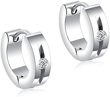 YINQAG Stainless Steel Mens Womens Small Cartilage CZ Earrings Hoops Huggie Ear Piercings