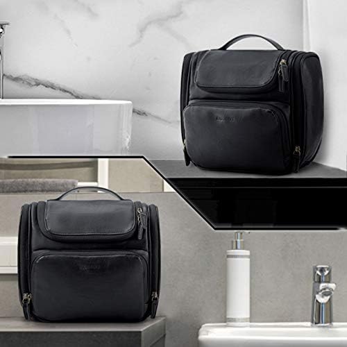Toiletry Bag, BAGSMART Hanging Leather Toiletry Kit Large Women Mens Travel Organizer Water-resistant for Full Sized Container, Toiletries, Brushes Shaving(Black) 7 Toiletry Bag, BAGSMART Hanging Leather Toiletry Kit Large Women Mens Travel Organizer Water-resistant for Full Sized Container, Toiletries, Brushes Shaving(Black)