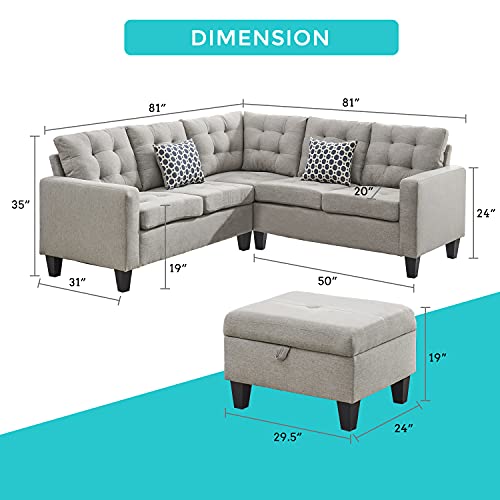 GOOD & GRACIOUS Large Sectional Sofa Set Living Room Corner Sofa L