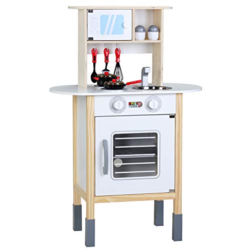 Spielwerk Spielzeugküche mit Licht 35 Teile Zubehör Backofen Sound Kinder Holzküche Lernspiel Spielküche Kinderküche
