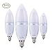 YRLighting Electrophoretic E12 LED Bulbs, 12W LED Candelabra Bulb 100 Watt Equivalent, 1200lm, Decorative Candle Base E12 Non-Dimmable LED Chandelier Bulbs, Daylight White 6000K LED Lamp, Pack of 4
