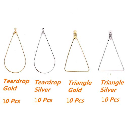 Fciqven 40Pcs Teardrop and Triangle Beading Hoop Earring Finding Jewelry Finding for Earring Jewelry Making - Thumbnail 4