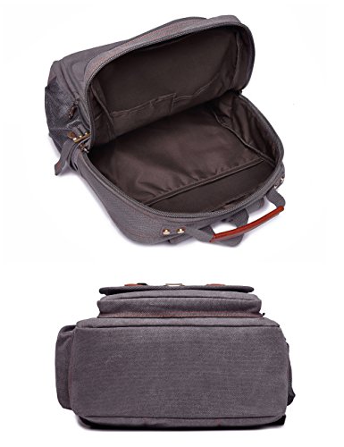 BEFAiR Men's Canvas Vintage Backpack Weekender bag Laptop Backpack Casual bag Grey