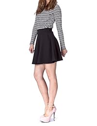 Mini falda elástica de algodón de cintura alta con acampanado en forma de A