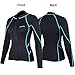 GoldFin Womens Wetsuit Jacket, 2mm Neoprene Ladies Wetsuit Top Long Sleeve Front Zip Wetsuit Shirt for Swimming Water Aerobics Diving Surfing Kayaking (Black/Aqua Stripes, X-Large)