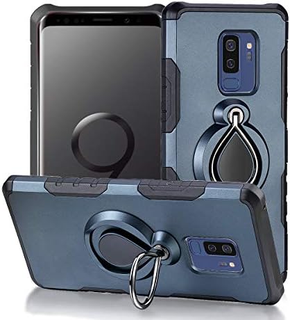 Galaxy S9 Plus Case,JYIN 360 Degree Rotating Ring Kickstand Function with Magnet Car Holder Cover,Full Protective Anti Scratch Holder Case Compatible with Samsung Galaxy S9 Plus-Navy