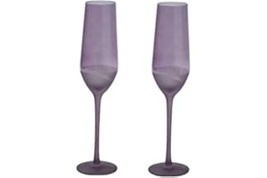 Champagne Flutes Semi Frosted Purple Champagne Glasses Set of 2, with A Capacity of 10.15 oz for Student Gatherings, Birthday