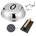 ZHOUWHJJ BBQ Stainless Steel 12" Round Basting Cover/Cheese Melting Dome and Steaming Cover+ Heavy-Weight Cast Iron Grill Press/Hamburger Bacon Steak Grill Press, Best for Flat Top Griddle Grill primary