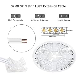 RGBZONE 32.8ft 3Pin LED Extension Cable Wire and