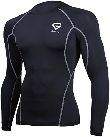 グロング Grong コンプレッションウェア アンダーシャツ スポーツシャツ メンズ 長袖 ラウンドネック Uvカット Upf50
