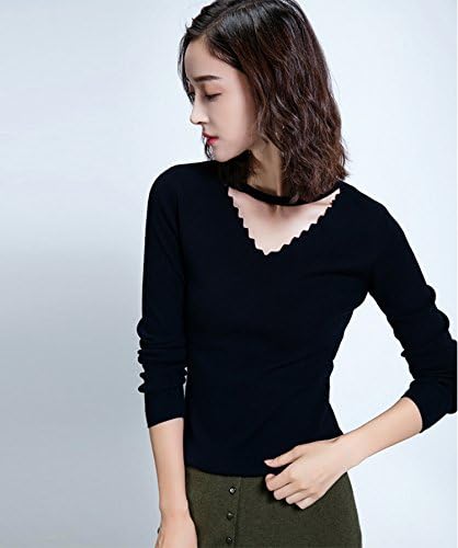 Amazon ニット Vネック レディース トップス 秋冬 長袖 薄手 リブ 洗える チュニック シンプル セーター M Lサイズ ブラック セーター 通販