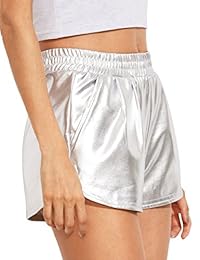 SweatyRocks pantalones metálicos brillantes, pantalones cortos de yoga, para dama