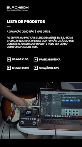 M-VAVE Pedal processador multiefeitos para guitarra, com mais de 80 efeitos embutidos, modelagem de amplificador 44,1 KHz / 24 bits 6 + 1 efeitos simultâneos, bateria recarregável integrada BLACKBOX