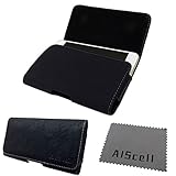 For Apple iPhone 6S/6 (4.7 '' Version) PREMIUM BLACK DELUXE TEXTURE LEATHER CASE CARRYING POUCH HOLSTER with BUILT IN BELT LOOP , BELT CLIP (FOR BARE PHONE)+ AIScell Cleaning Cloth