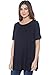 A+D® Womens Casual A-Line Loose Tunic Blouse Top w Scoop Neck (Black, Small)