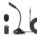 PC Microphone, XIAOKOA Plug and Play 3.5mm Jack Condenser Desktop Microphone Compatible Computer and Phone, Perfect for YouTube, Facebook, Skype Online Chatting, Gaming, Recording, Podcasting