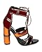 Cape Robbin Women Mixed Media Open Toe Color Block Chunky Heel Sandal HJ91 Orange 11