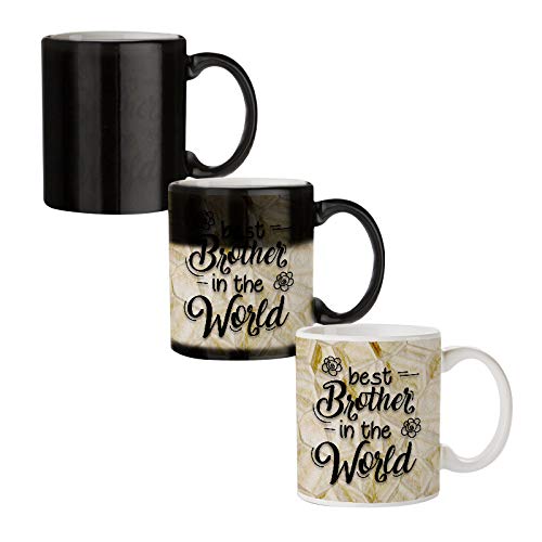 MOTIVATE BOX India Best Brother Bone China Magic Mug , 330 ml , Black (Design only Appears in White Fluid)