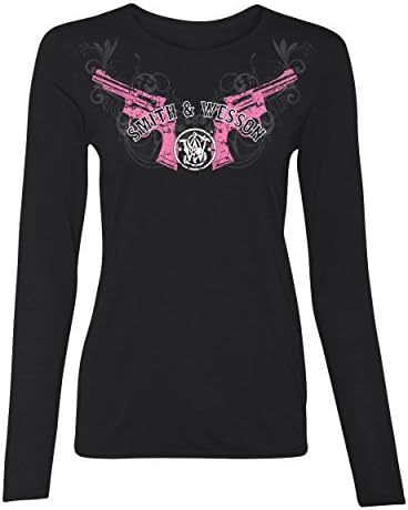 Smith & Wesson Ladies Pink Revolver Long Sleeve Tee, Black - X-Large