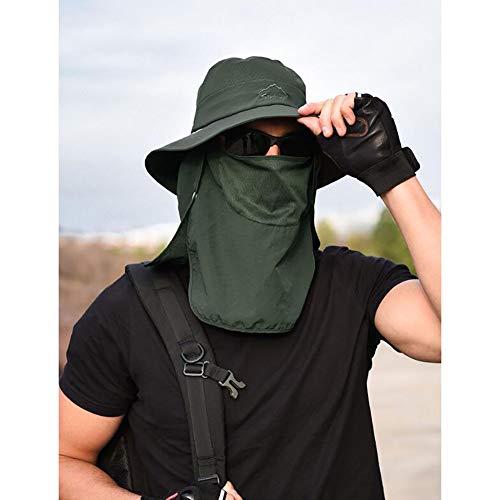 DD&QG Outdoor Sonnenhut Mit Face Cover,Sun Cap Angelmütze FÜr MÄnner Frauen Mit Abnehmbaren Nackenklappe B 1 Pc – Bild 5