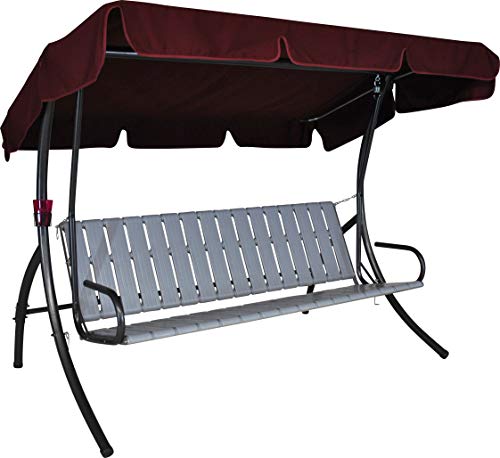 Angerer Freizeitmöbel GmbH Hollywoodschaukel Ibiza - Gartenschaukel Made in Germany - Schaukel zum Sitzen, Liegen und Entspannen - mit Bett-Funktion - einfache Montage (Rot-Beige gestreift) – Bild 3