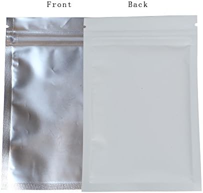 Ziplock Grip Seal Flat Bags Pouch Clear Front, White Back Silver Inside 8.5x13CM(10 )