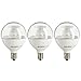 Sunlite 40293 LED G16.5 Globe Light Bulb, 5 Watts (40W Equivalent), 350 Lumens, Dimmable, Candelabra E12 Base, Short Bulbs, Vanity Bulbs, Energy Star Listed, Clear, 3 Count