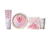 Twinkle Toes Party Supply Pack for 16 Guests: Straws, Dinner Plates, Luncheon Napkins, and Cups