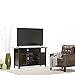 SIMPLIHOME Bedford SOLID WOOD Universal TV Media Stand, 53.9 inch Wide, Living Room Entertainment Center, Storage Cabinet with Glass Doors, for Flat Screen TVs up to 60 inches in Dark Tobacco Brown