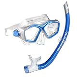 U.S. Divers Icon Mask + Airent Snorkel Set (Electric Blue). Easily Adjustable Snorkeling Set for Adults (One Size Fits Most)
