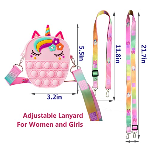 Forgreafa Pop Purse Fidget Toys for Girls, Push Bubble Sensory Crossbody Shoulder Bag, Dimple Toy Kids Handbag Relieve Stress Relief Silicone Bag