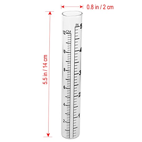 OUNONA 2Pcs Rain Gauge Glass Replacement Tube Flat-bottomed Rain Gauge Test Tube with Scale for Yard Garden Outdoor Home 12cm