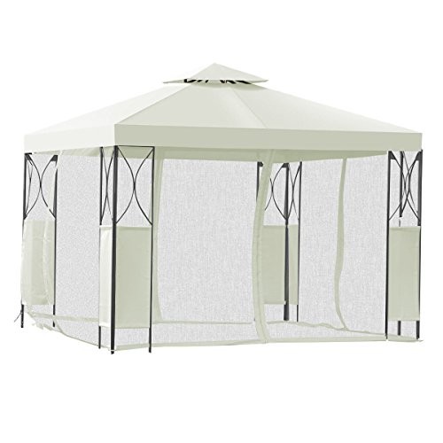 oldzon 2-Tier 10'x10' Gazebo Canopy Tent Shelter Awning Steel Patio Garden Beige Cover with Ebook - Thumbnail 5