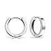 Simple Basic Thin Flat Huggie Hoop Kpop Earrings For Women For Men Hinge Polished .925 Sterling Silver