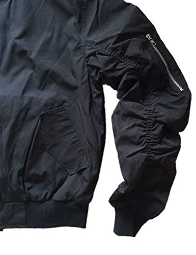 MCCKLE Men`s Zip Hip Hop Varsity Baseball Bomber Jacket Black X Large - Thumbnail 4