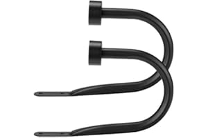 MAYRHYME Drapery Holdback,Quality Metal Decorative Curtain Holdbacks with Zinc Alloy Cap Finials,Rust-Proof, Set of 2 Window Curtain Holdbacks,Matte Black