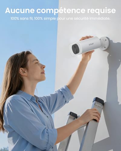 ieGeek Wireless Solar WiFi Surveillance Camera - 2K Camera with Integrated Solar Panel, 5200 mAh Battery, Colour Night Vision, AI Detection, Alarm, Two-Way Audio, IP66, S1