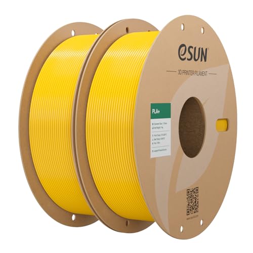 Filamento PLA+ 1.75mm, Mejorado Tenacidad Impresora 3D Filamento PLA Plus, Precisión Dimensional +/- 0.03mm, 1KG por Carrete, 2 Carretes para 3D Impresoras, Amarillo y Amarillo