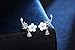OREOLLE 18k White Gold Plated Plum Flower Earrings - Post Ear Crawler - Cuff Earrings Simulated Diamond Leaf Stud Ear Climber Jackets