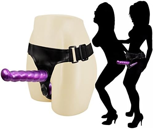 Women Massager Strap on Harness with Two Removable Heads for Lesbian Couples - Purple