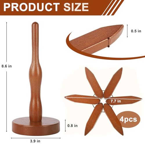 Wooden Trivets for Hot Dishes - 4 Wooden Trivets + 1 Stand, Kitchen Wooden Tree Trivet Set for Hot Dishes/Pot/Bowl/Teapot/Hot Pot Holders, Walnut